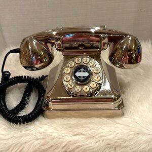 Vintage Style Brushed Silver Push Button Rotary Style Phone